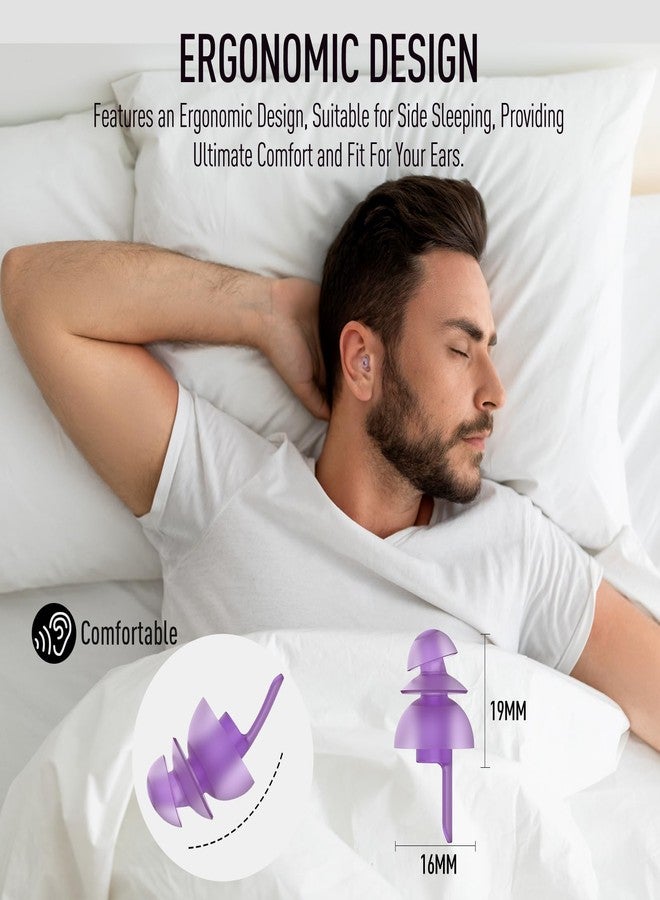 Hearprotek Sleeping Ear Plugs, 2 Pairs Ear Plugs (32db & 30db) Ultra Soft Noise Reduction and Hearing Protection earplugs for Side Sleepers, snoring, Travel, Working, Safety (Purple) - Image 3